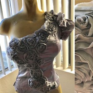 Uni Sleeve Silver ROSES Top Small